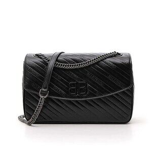 Authentic black Balenciaga BB Chain leather flap bag - tags and dustbag included